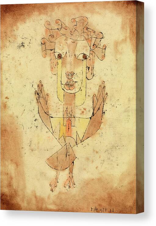 Paul Klee Canvas Print featuring the painting New Angel by Paul Klee