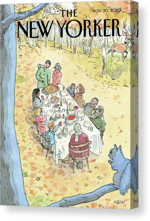 Thanksgiving Canvas Print featuring the painting New Traditions by Barry Blitt