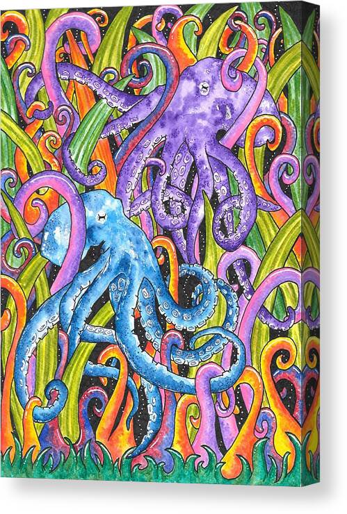 Octopus Canvas Print featuring the painting Obscure Octopus by Gemma Reece-Holloway