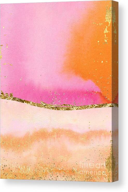 Orange Canvas Print featuring the painting Orange, Gold And Pink by Modern Art