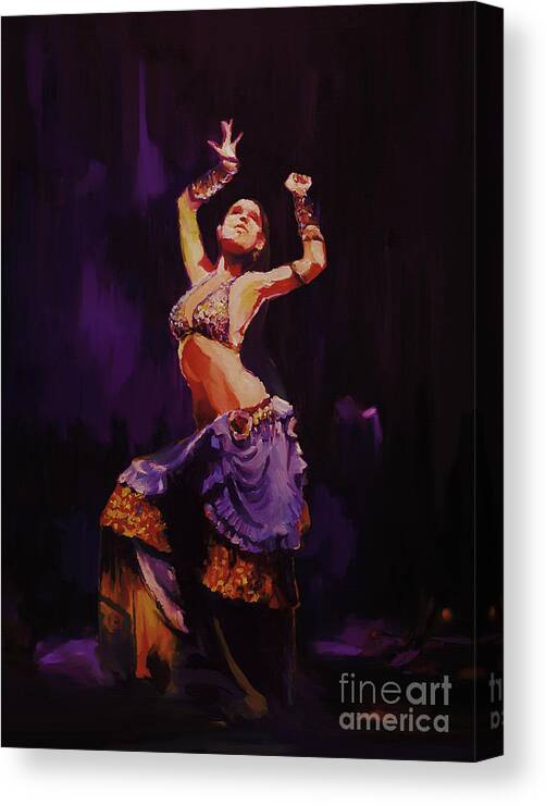 Flamenco Canvas Print featuring the painting Oriental dancing art 01 by Gull G