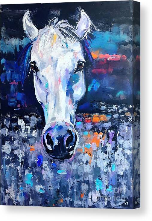 Paint Canvas Print featuring the painting Painting Horse paint background illustration brus by N Akkash