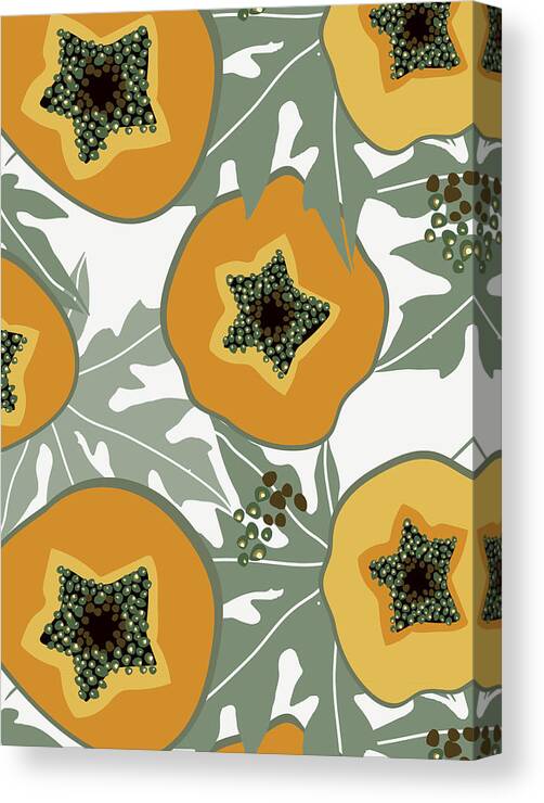Papaya Canvas Print featuring the digital art Papaya pattern by Johanna Virtanen