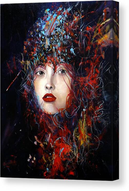 Female.impressionism Canvas Print featuring the painting Passion by Barry BLAKE
