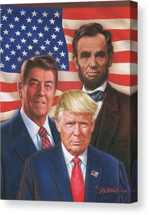 Portraits Canvas Print featuring the painting Great American Patriots by Dick Bobnick