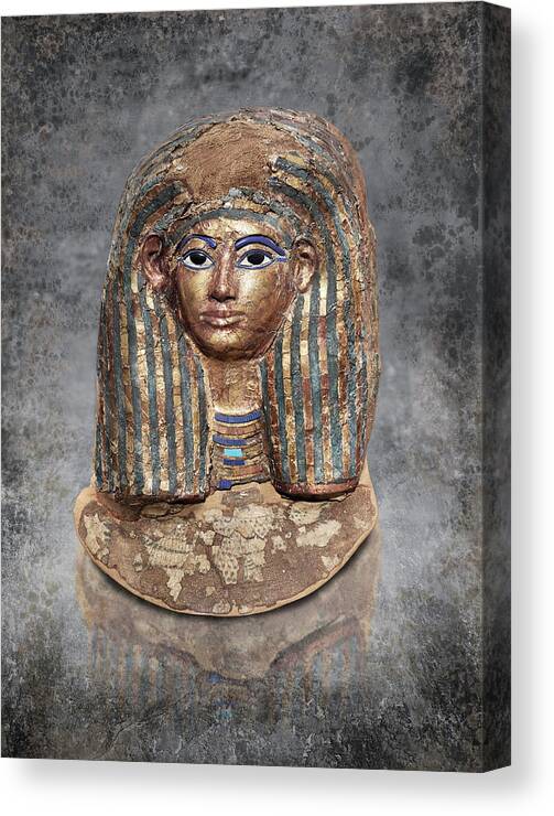 Cartonnage Funerary Mask Canvas Print featuring the sculpture The After life - Photo of Ancient Egyptian funerary mask of Merit by Paul E Williams