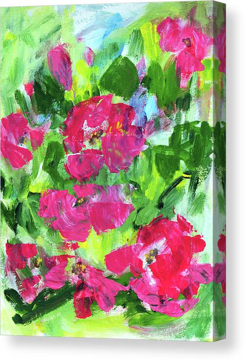 Floral Canvas Print featuring the painting Pink Floyd Roses by Haleh Mahbod