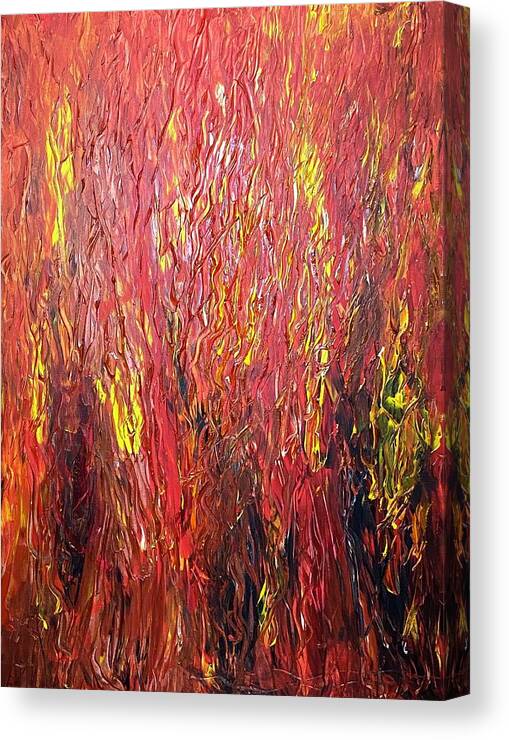 Abstract Canvas Print featuring the painting Playing With The Primal Fire Flow Codes by Anjel B Hartwell
