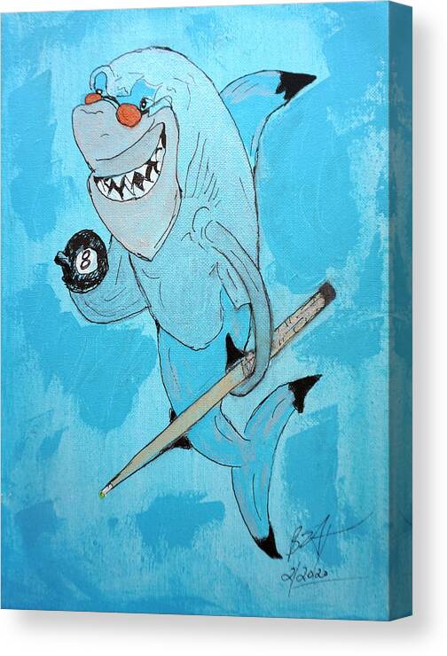 Acrylic Canvas Print featuring the mixed media Pool Shark by Brent Knippel