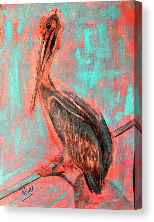 Pop Art Canvas Print featuring the painting Pop Pelican by Kelly Smith
