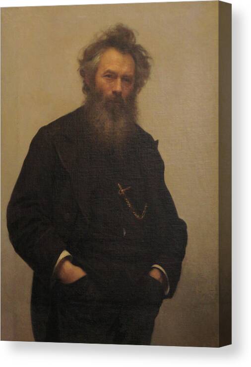 Ivan Kramskoy Canvas Print featuring the painting Portrait of Ivan Shishkin by Ivan Kramskoy