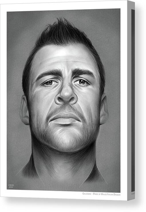 Calzaghe Canvas Print featuring the drawing Pride of Wales by Greg Joens