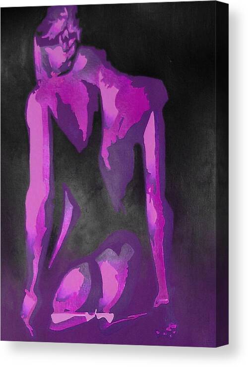 Nudes Canvas Print featuring the painting Purple Plaits and Panties by Taiche Acrylic Art