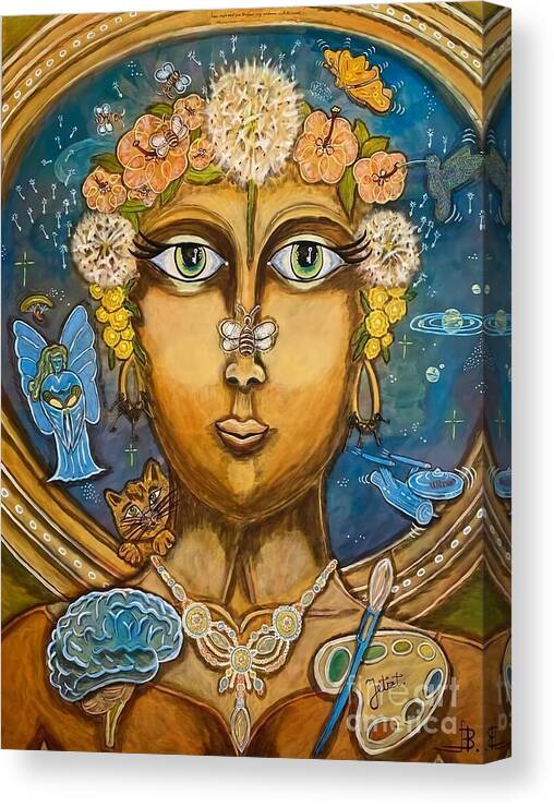 Archetypal Portrait Canvas Print featuring the mixed media Pusteblume Dandelion by Sylvia Becker-Hill