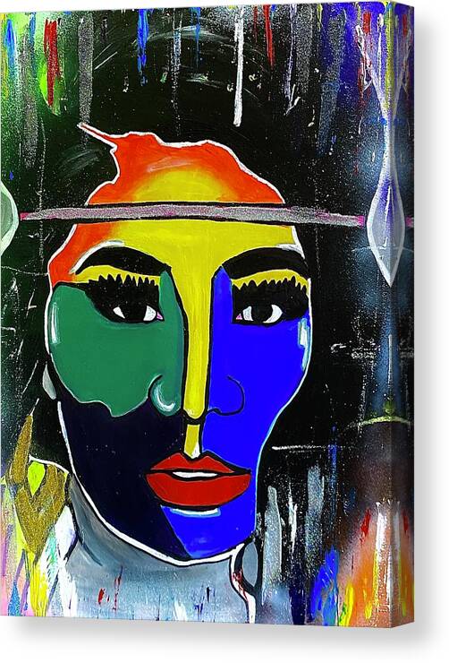  Canvas Print featuring the painting Queen of Color by Shemika Bussey