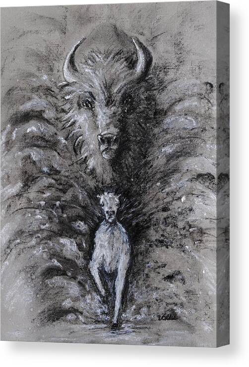 Wildlife Canvas Print featuring the drawing Raging Thunder by Vallee Johnson