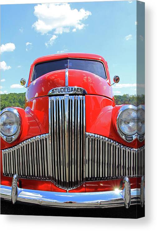 Automobile Canvas Print featuring the photograph Red Studebaker by Jennifer Robin