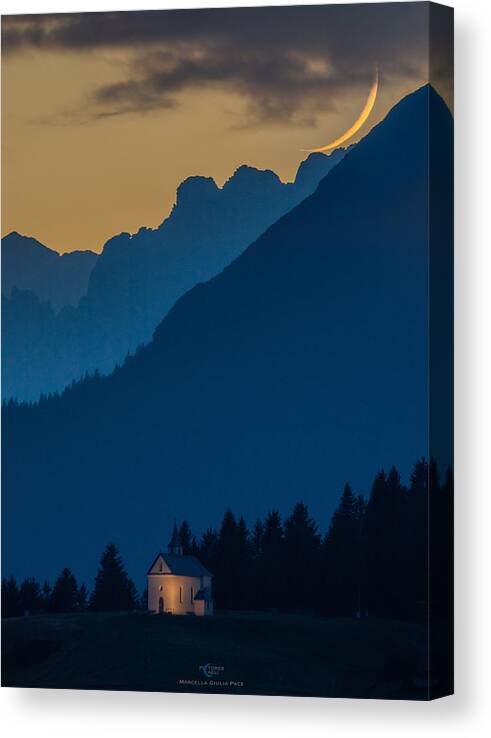 Moon Canvas Print featuring the photograph Rest on the ridges by Marcella Giulia Pace