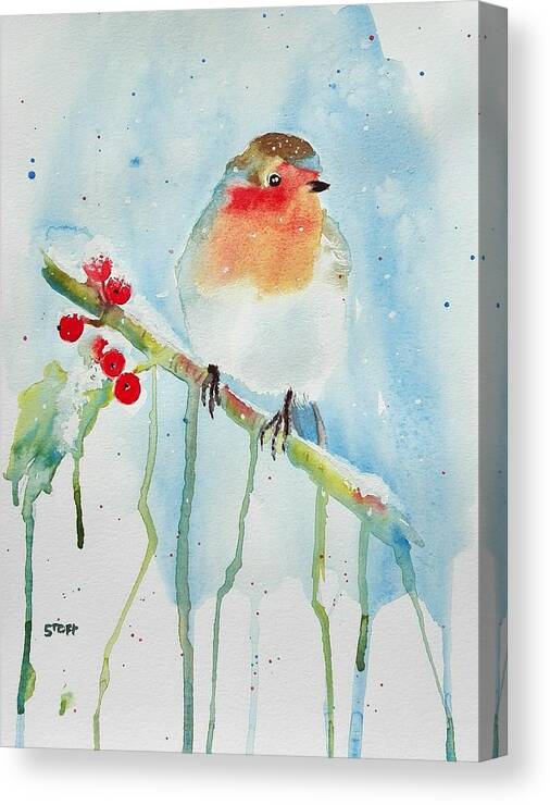 Robin Canvas Print featuring the painting Robin by Sandie Croft