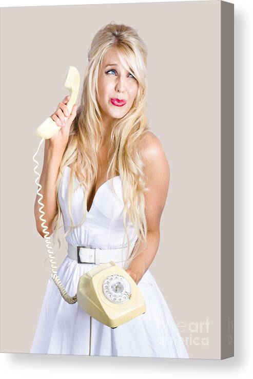 Reception Canvas Print featuring the photograph Pinup help desk operator by Jorgo Photography