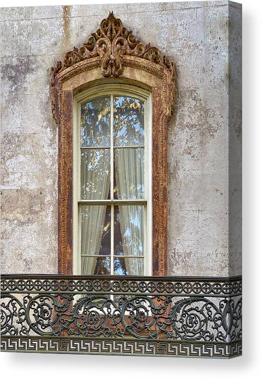 Window Canvas Print featuring the photograph Savannah Gilded Window by Dawna Moore Photography