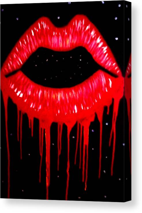 Lips Canvas Print featuring the painting Scarlett Lips by Anna Adams