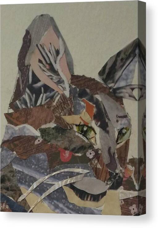 Cat Canvas Print featuring the mixed media Scraps the Cat by Alison Steiner