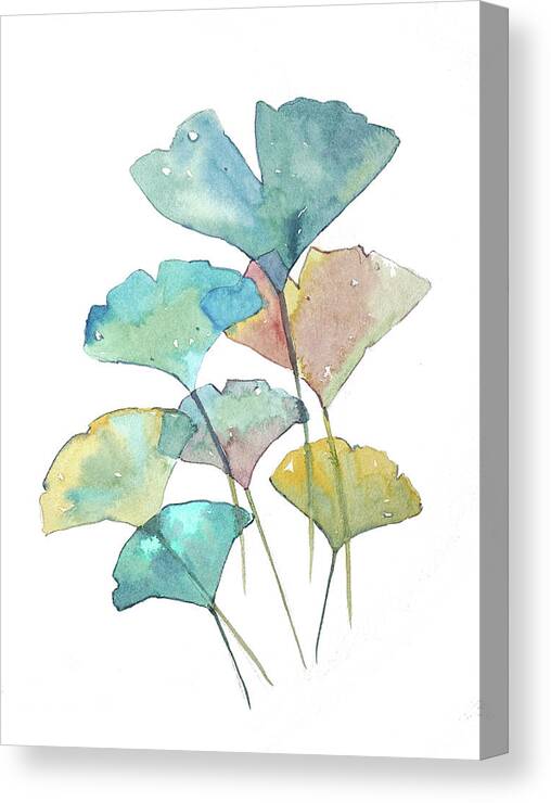 Ginkgo Canvas Print featuring the painting Ginkgo Leafs in Watercolor by Luisa Millicent