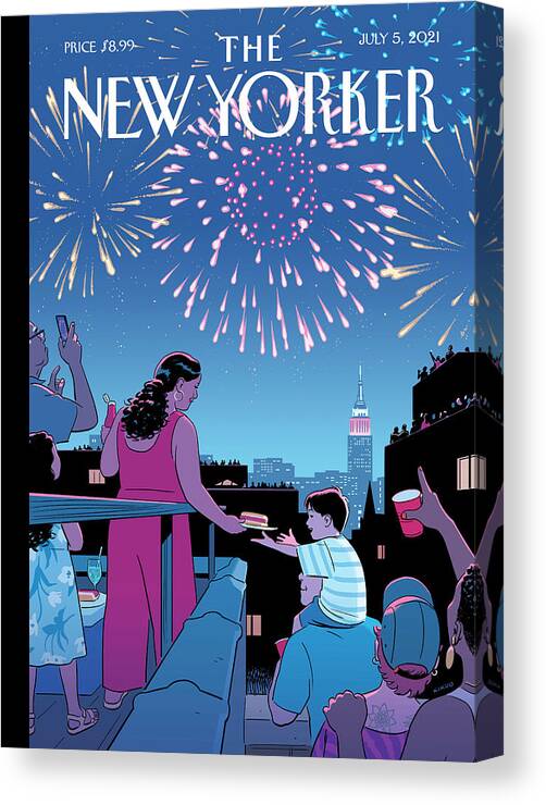 Holiday Canvas Print featuring the digital art Shared Celebration by R Kikuo Johnson