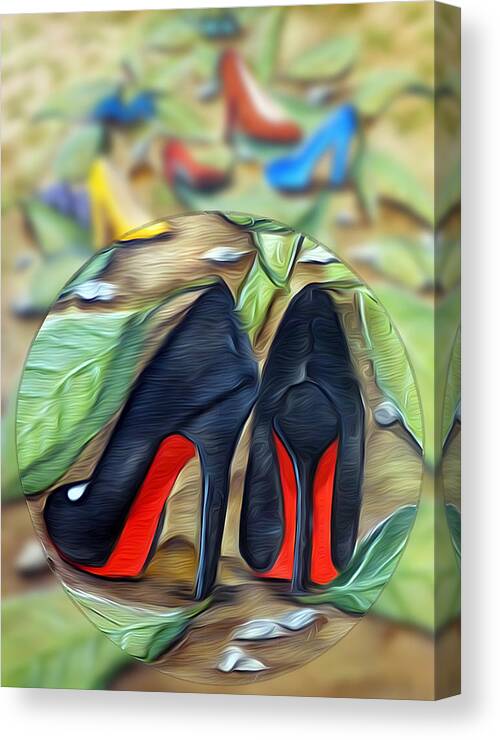 Digital Canvas Print featuring the mixed media Shoe Garden by Ronald Mills
