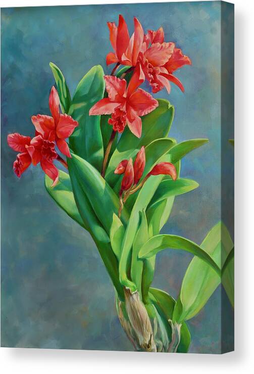 Orchid Canvas Print featuring the painting Show Offs by Laurie Snow Hein