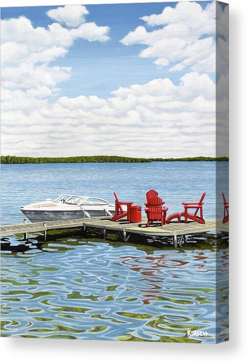 Lake Canvas Print featuring the painting Slice of Heaven by Kenneth M Kirsch