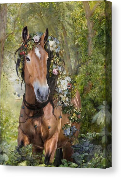 Horse Canvas Print featuring the digital art Song Of Forest by Dorota Kudyba