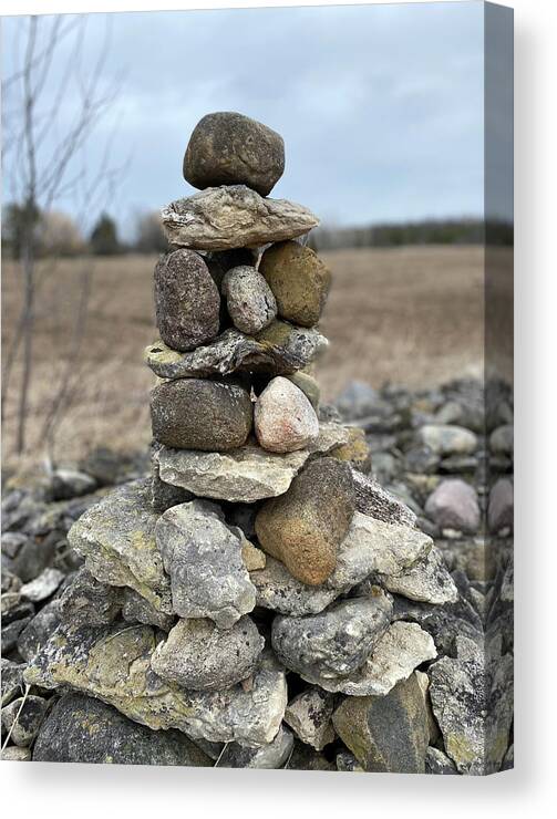 Stacked Canvas Print featuring the photograph Stacked Field Stones by David T Wilkinson