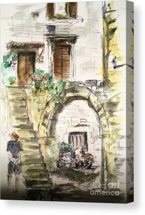 Stones Canvas Print featuring the drawing Steps and stones by Sonia Mocnik