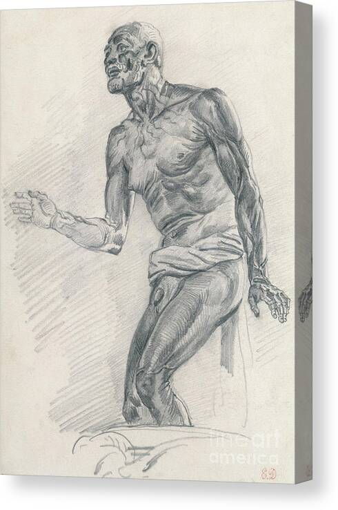Delacroix Canvas Print featuring the drawing Study of a Male Nude by Eugene Delacroix
