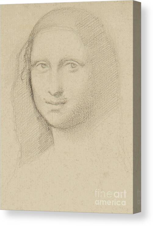 Mona Lisa Canvas Print featuring the drawing Study of the Mona Lisa by Da Vinci by Edgar Degas