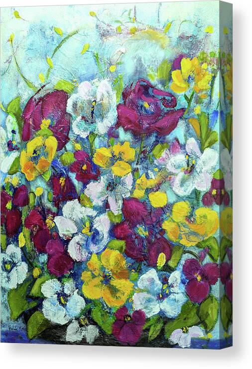 Abstract Flower Canvas Print featuring the painting Romantic Bouquet by Haleh Mahbod