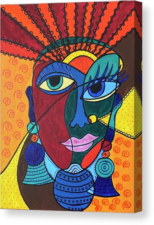 Cubism Canvas Print featuring the painting Sun Rays by Raji Musinipally