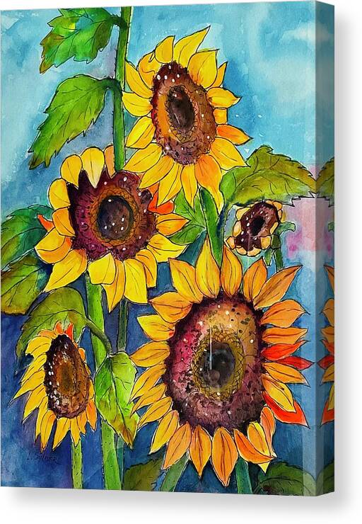 Flowers Canvas Print featuring the painting Sunflowers by Lana Sylber