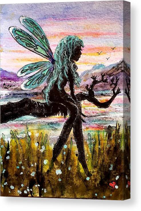Fairy Canvas Print featuring the painting Sunset Fairy by Deahn Benware