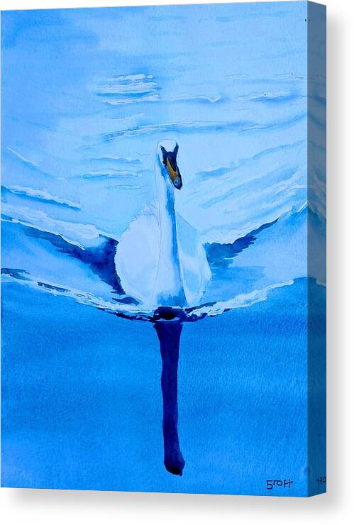 Birds Canvas Print featuring the painting Swan by Sandie Croft