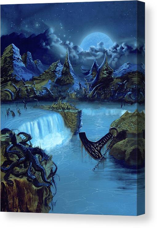 Amorphis Canvas Print featuring the painting Tales from the Thousand Lakes by Sv Bell