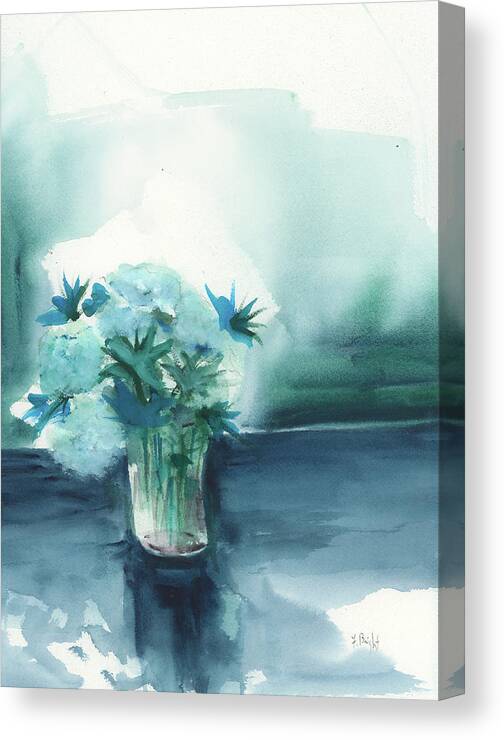 Teal Canvas Print featuring the painting Teal and Light by Frank Bright