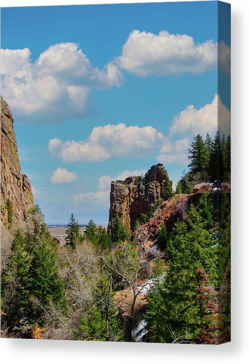 Rock Climber Canvas Print featuring the photograph Eldorado Canyon State Park,The Bastille by Tom Potter