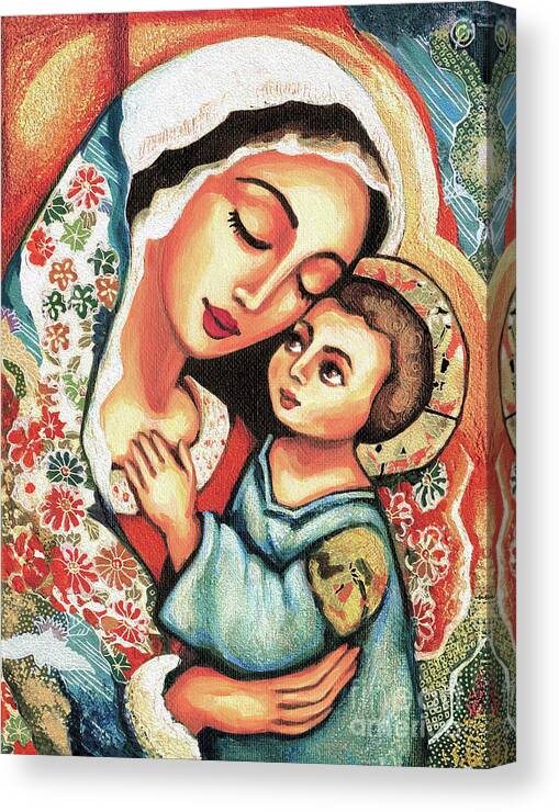Mother And Child Canvas Print featuring the painting The Blessed Mother by Eva Campbell