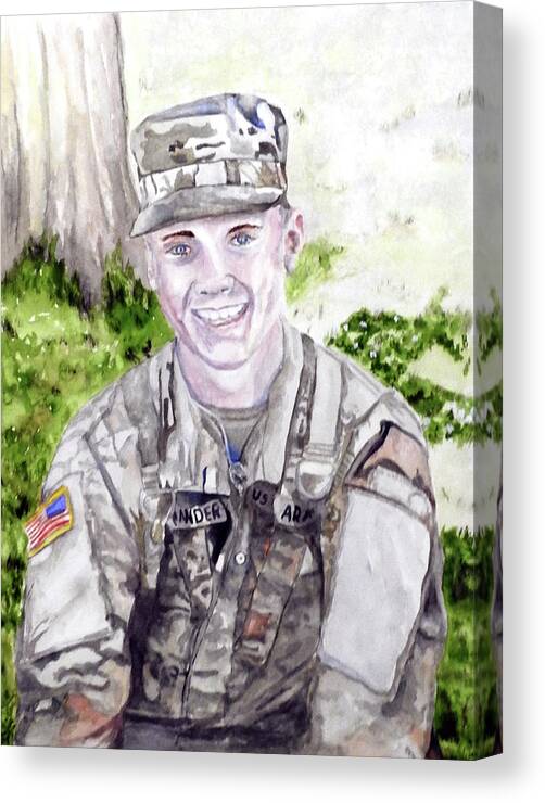 Soldier Canvas Print featuring the painting The Shade of Success by Barbara F Johnson