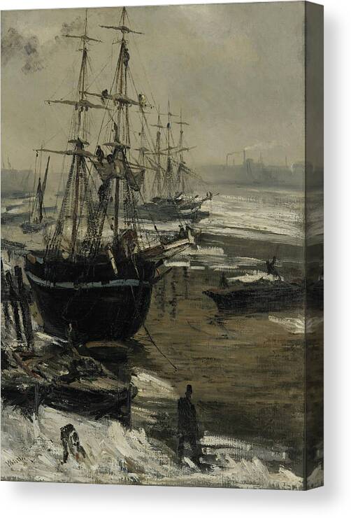 Thamas Canvas Print featuring the painting The Thames in Ice by James A Whistler