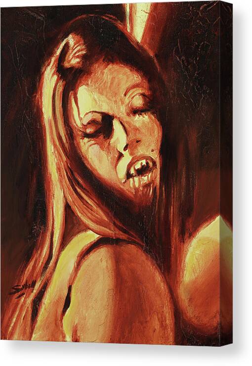 Vampire Canvas Print featuring the painting The Vampire Lover by Sv Bell