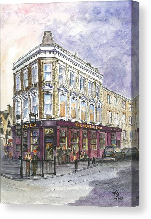  Canvas Print featuring the painting The Worlds End Camden Town London UK by Francisco Gutierrez